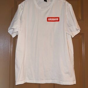 Grubhub District Men’s T-shirt Color White/Red|Food Logo-Pizza, Soup, etc Size M